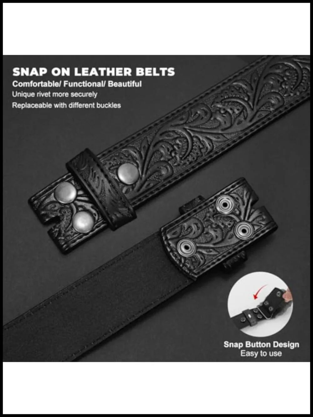 Premium Embossed Cowboy Leather Belt Strap Cowgirl Western Gifts